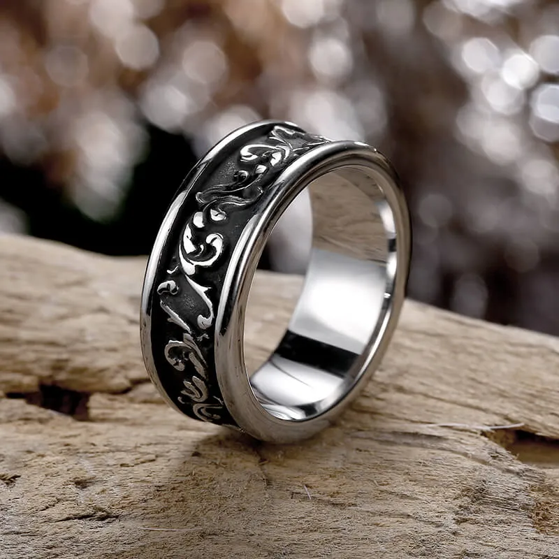Simple Vine Pattern Stainless Steel Ring sold by GTHIC