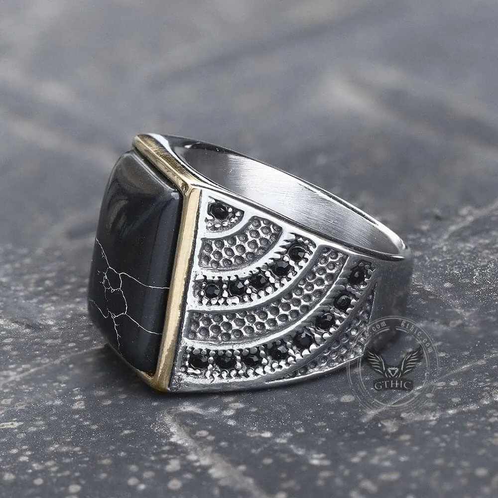 Retro Black Stone Stainless Steel Zircon Ring sold by GTHIC product image thumbnail 5