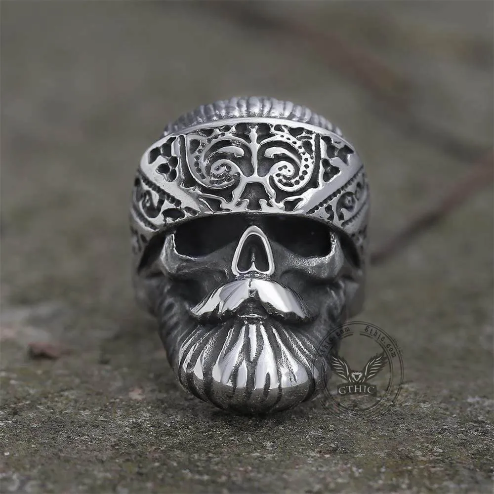 Retro Bearded Man Stainless Steel Skull Ring sold by GTHIC product image thumbnail 5