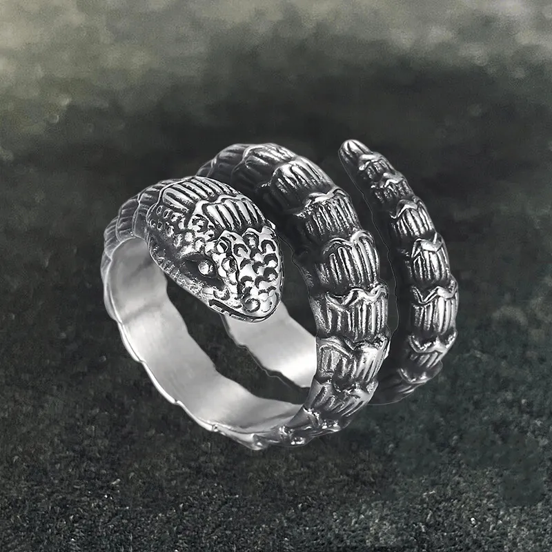 Punk Winding Snake Stainless Steel Animal Ring sold by GTHIC