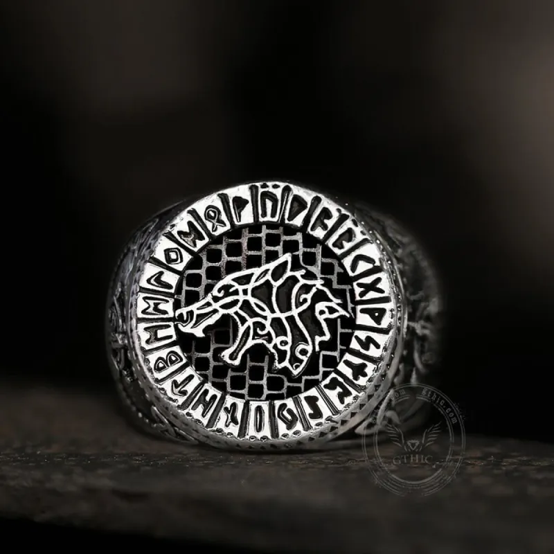 Fenrir Wolf Amulet Signet Viking Ring sold by GTHIC