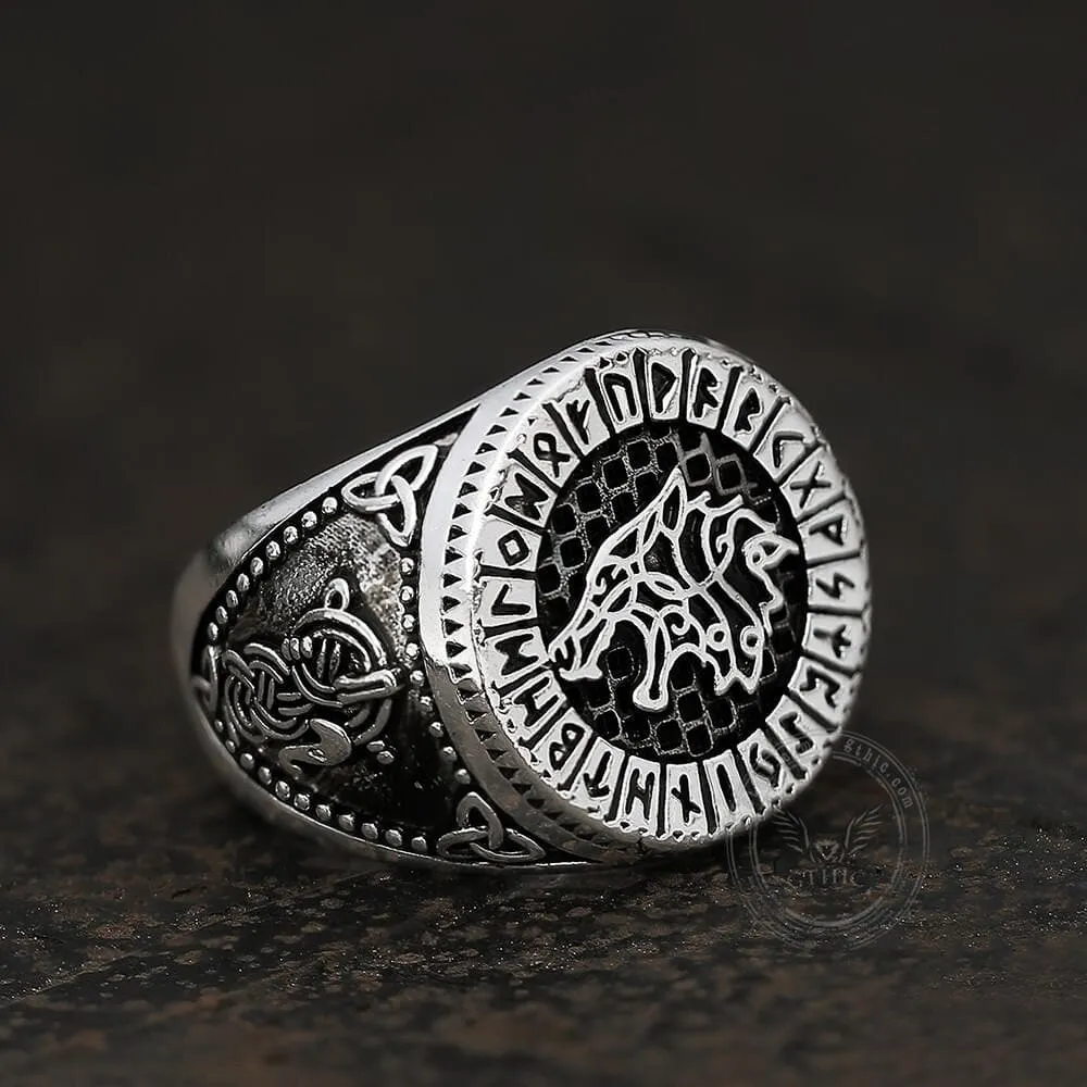 Fenrir Wolf Amulet Signet Viking Ring sold by GTHIC product image thumbnail 4