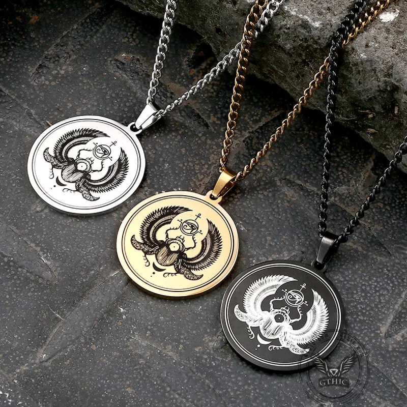Egyptian Scarab Eye of Horus Stainless Steel Necklace sold by GTHIC