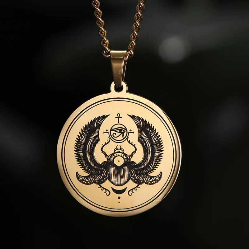 Egyptian Scarab Eye of Horus Stainless Steel Necklace sold by GTHIC product image thumbnail 5