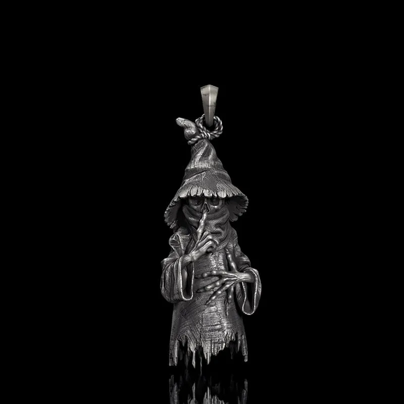 Wicked Wizard Sterling Silver Skull Pendant sold by GTHIC product image thumbnail 3