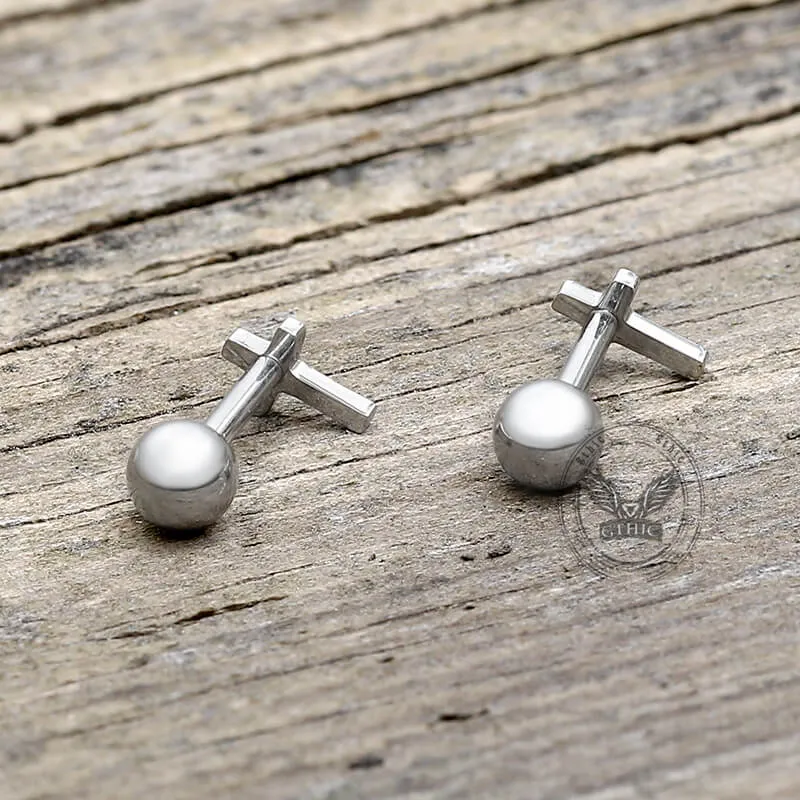 Simple Cross Stainless Steel Screw Back Earrings sold by GTHIC product image thumbnail 5