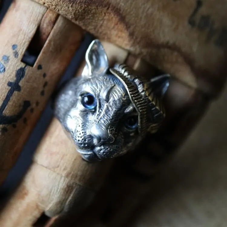 Gentleman Cat Crystal Cat’s Eyes Sterling Silver Ring sold by GTHIC product image thumbnail 4
