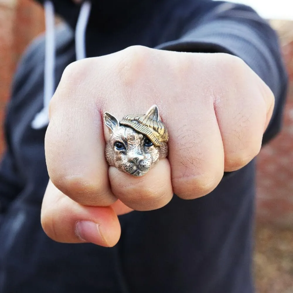 Gentleman Cat Crystal Cat’s Eyes Sterling Silver Ring sold by GTHIC product image thumbnail 2