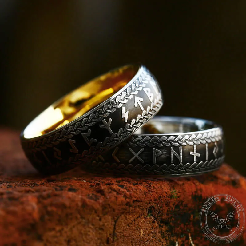 Runes Braided Pattern Stainless Steel Viking Ring sold by GTHIC