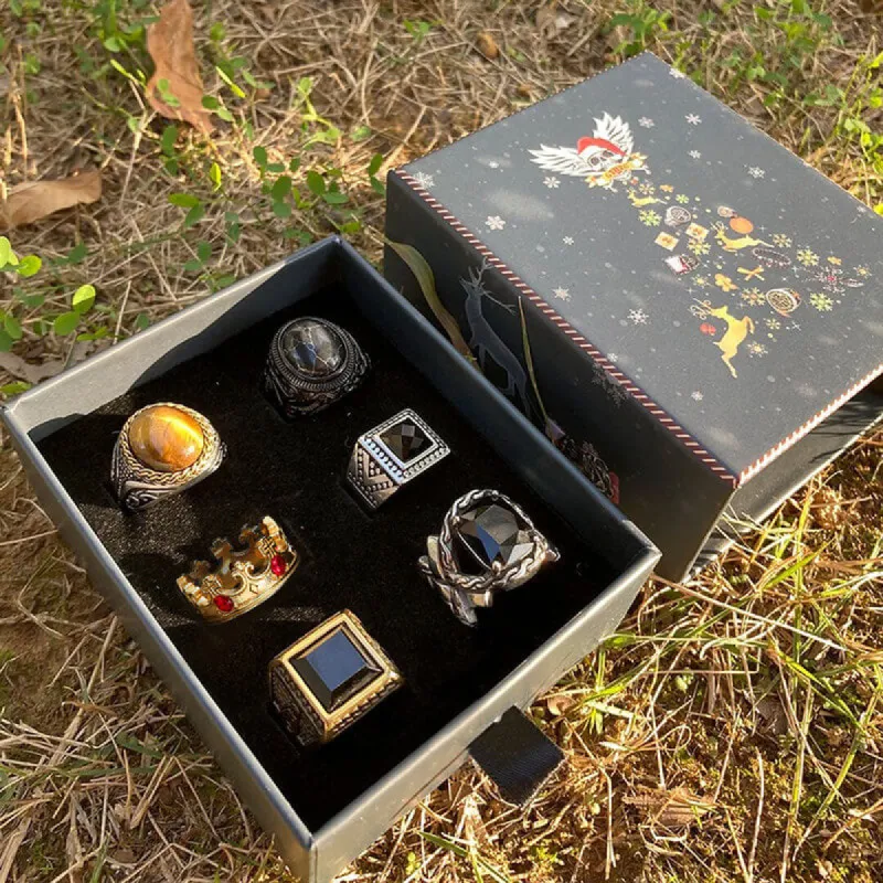 6 Pcs Stainless Steel Gemstone Rings Set sold by GTHIC