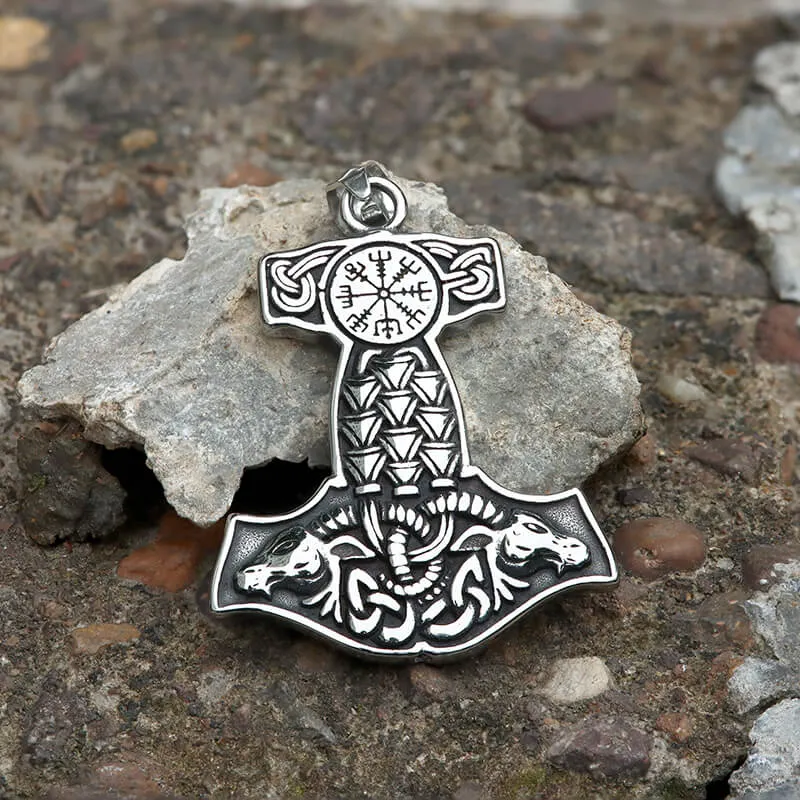 Goat Head Thor's Hammer Stainless Steel Viking Pendant sold by GTHIC
