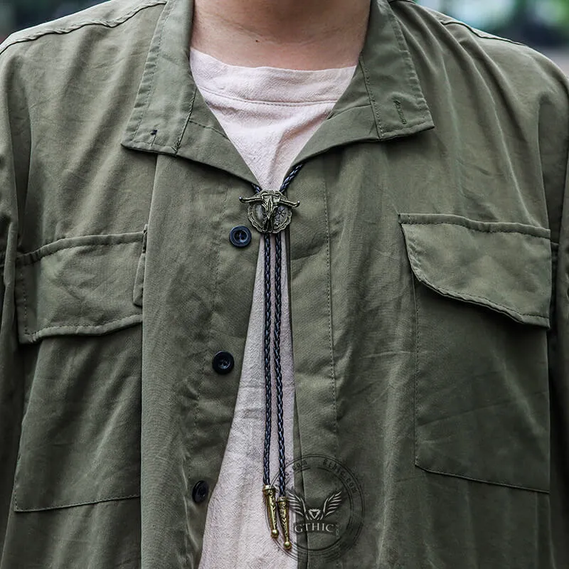 West Bull Skull Alloy Braided Bolo Tie sold by GTHIC product image thumbnail 2
