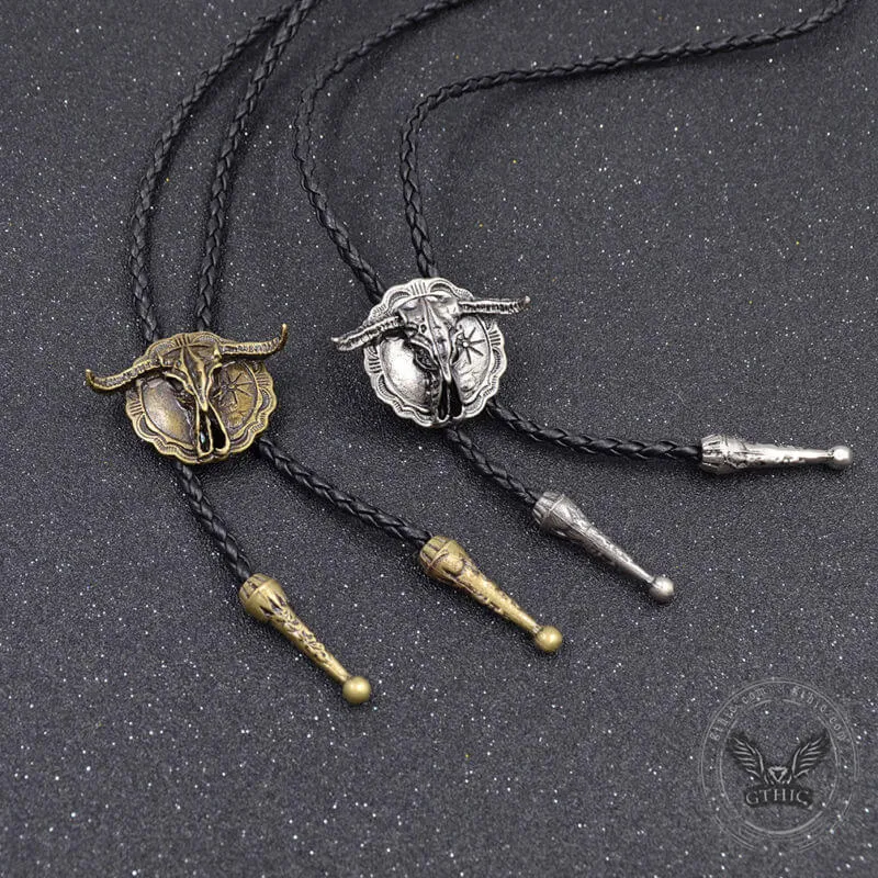 West Bull Skull Alloy Braided Bolo Tie sold by GTHIC