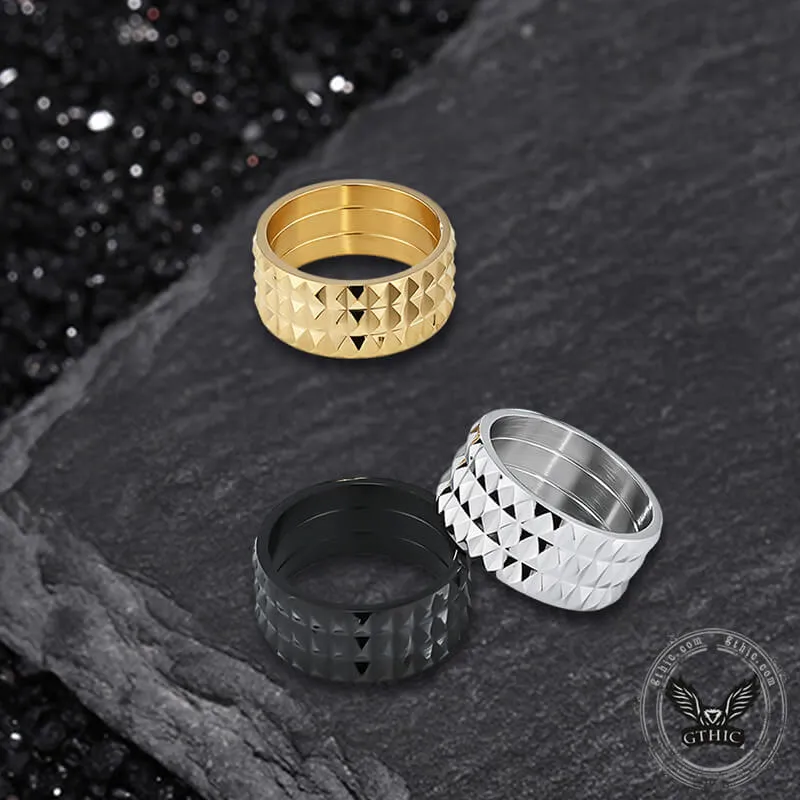Simple Rhombus Pattern Stainless Steel Band Ring sold by GTHIC