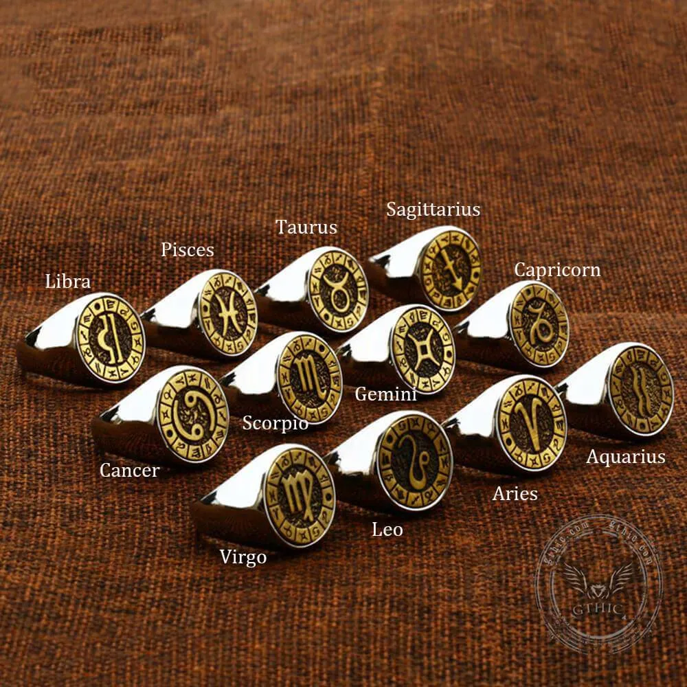 12 Constellation Zodiac Signs Stainless Steel Ring sold by GTHIC