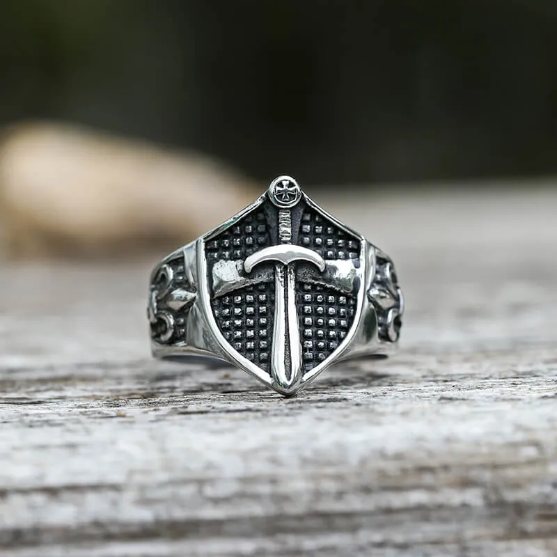 Cross Shield Fleury Stainless Steel Ring sold by GTHIC