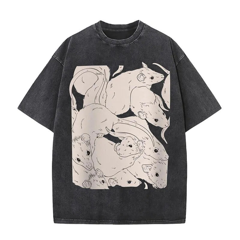 White Rats Print Washed Dark Aesthetic T-shirt sold by GTHIC