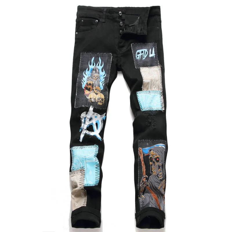 Flame Grim Reaper Cotton Halloween Pants sold by GTHIC