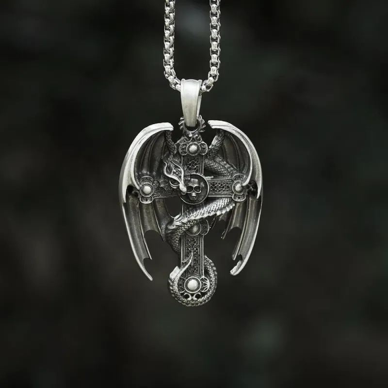 Dragon Pure Tin Celtic Cross Necklace sold by GTHIC