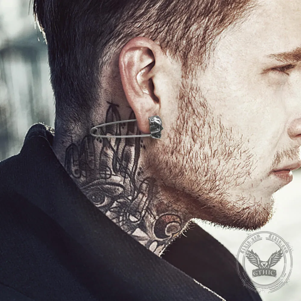 Grotesque Pin Stainless Steel Skull Earrings sold by GTHIC product image thumbnail 2