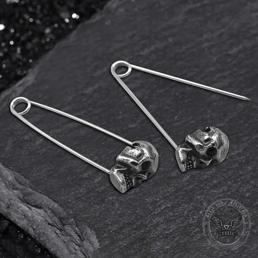Grotesque Pin Stainless Steel Skull Earrings sold by GTHIC product image thumbnail 3