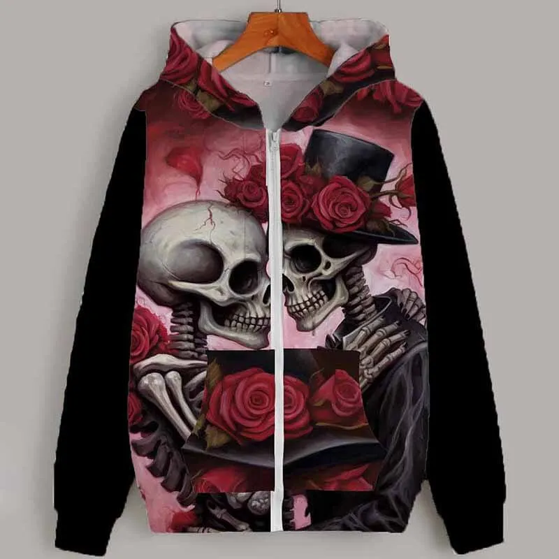 Gothic Skull Love Casual Hoodie Coat sold by GTHIC