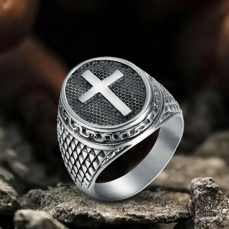 Dragon Scale Pattern Sterling Silver Cross Ring sold by GTHIC product image thumbnail 3