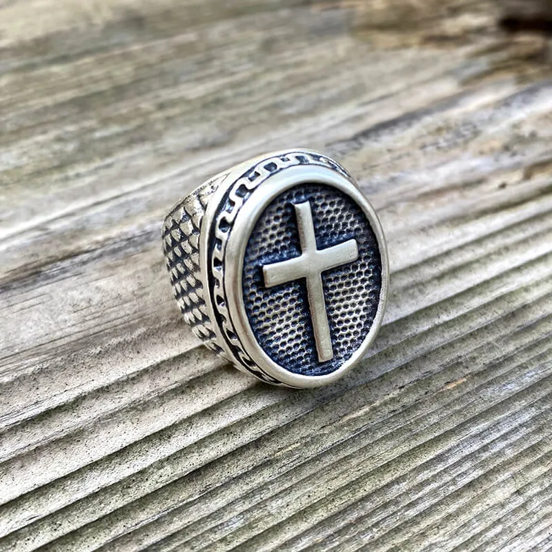 Dragon Scale Pattern Sterling Silver Cross Ring sold by GTHIC product image thumbnail 2