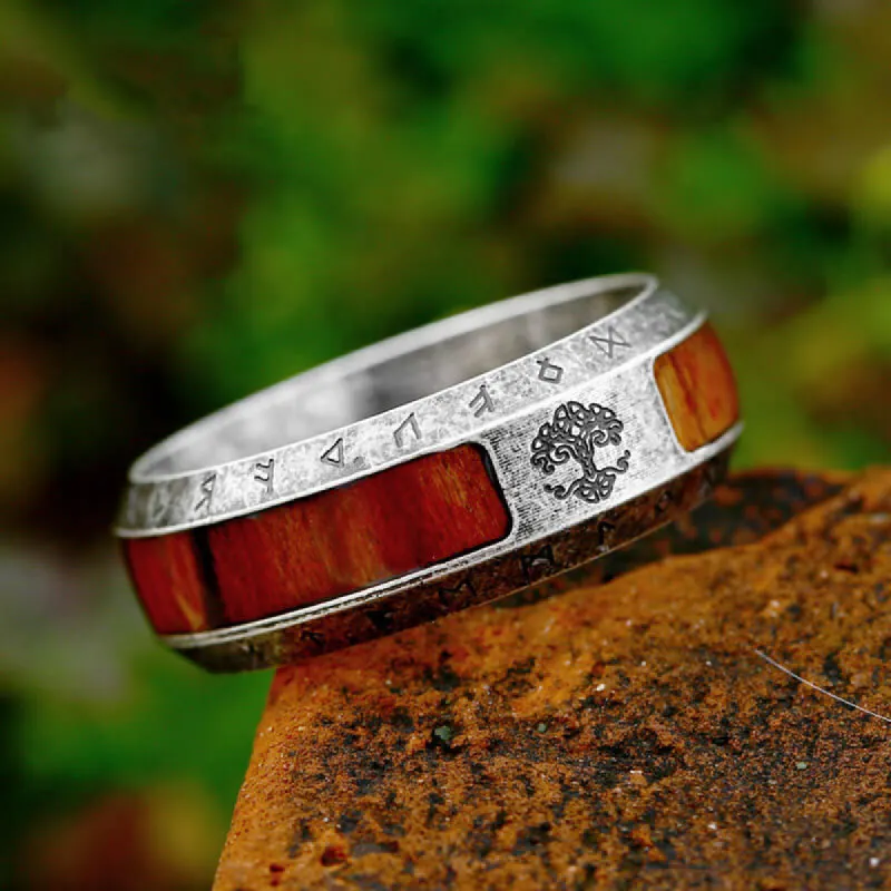 Viking Tree Of Life Stainless Steel Wood Ring sold by GTHIC