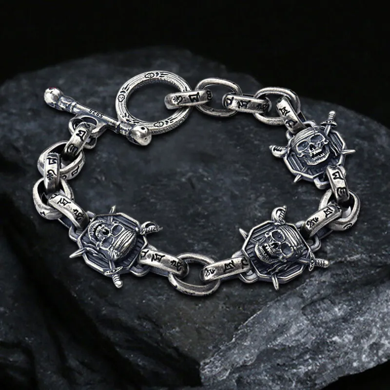 Pirate Skull Sterling Silver Bracelet sold by GTHIC