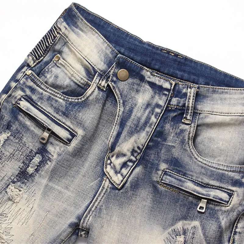 Distressed Paneled Crumpled Cotton Skinny Pants sold by GTHIC product image thumbnail 3