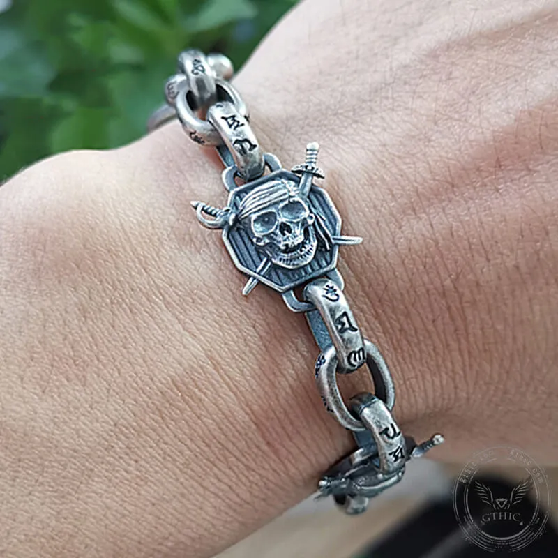 Pirate Skull Sterling Silver Bracelet sold by GTHIC product image thumbnail 2
