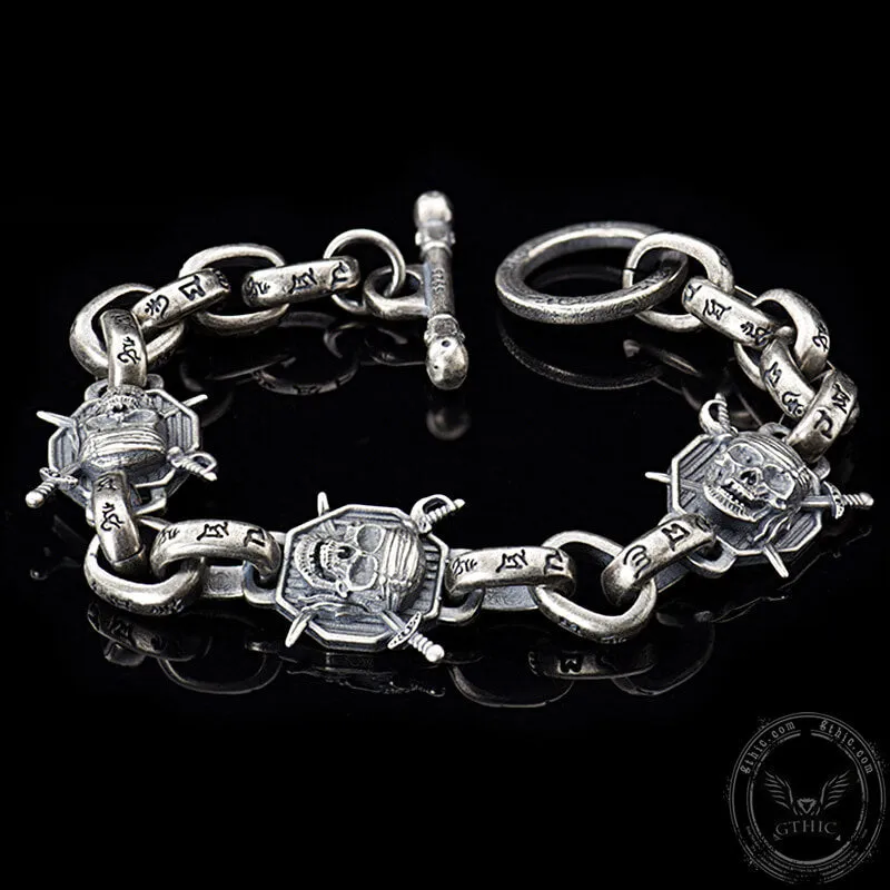 Pirate Skull Sterling Silver Bracelet sold by GTHIC product image thumbnail 5