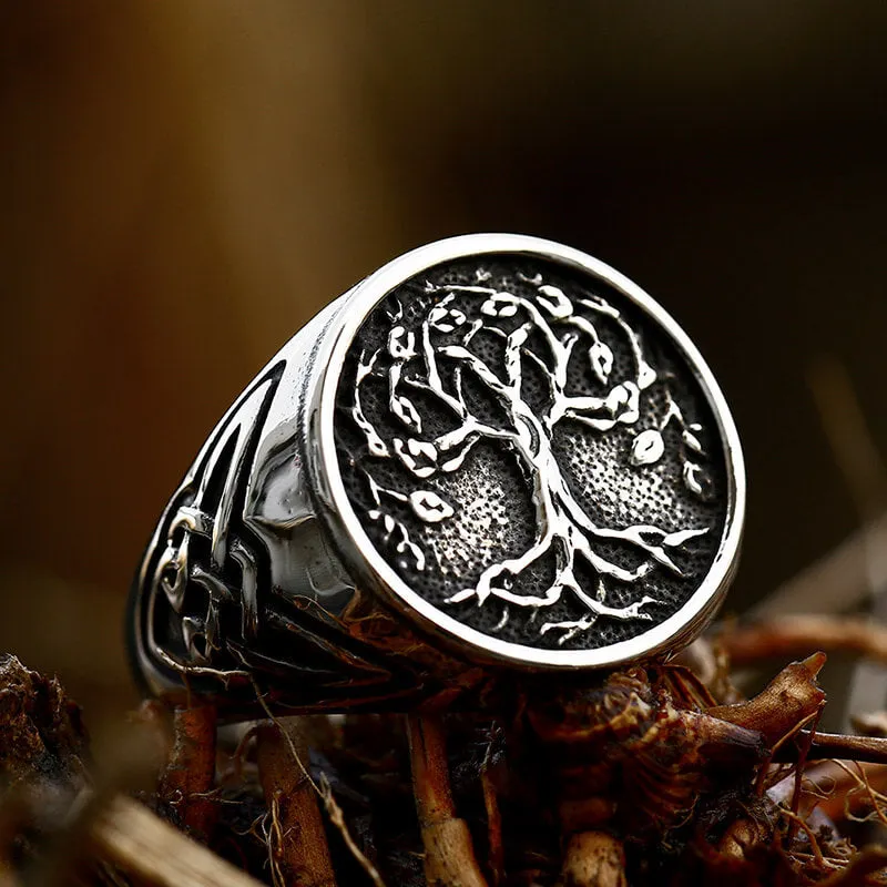 Celtic Knot Tree of Life Stainless Steel Viking Ring sold by GTHIC