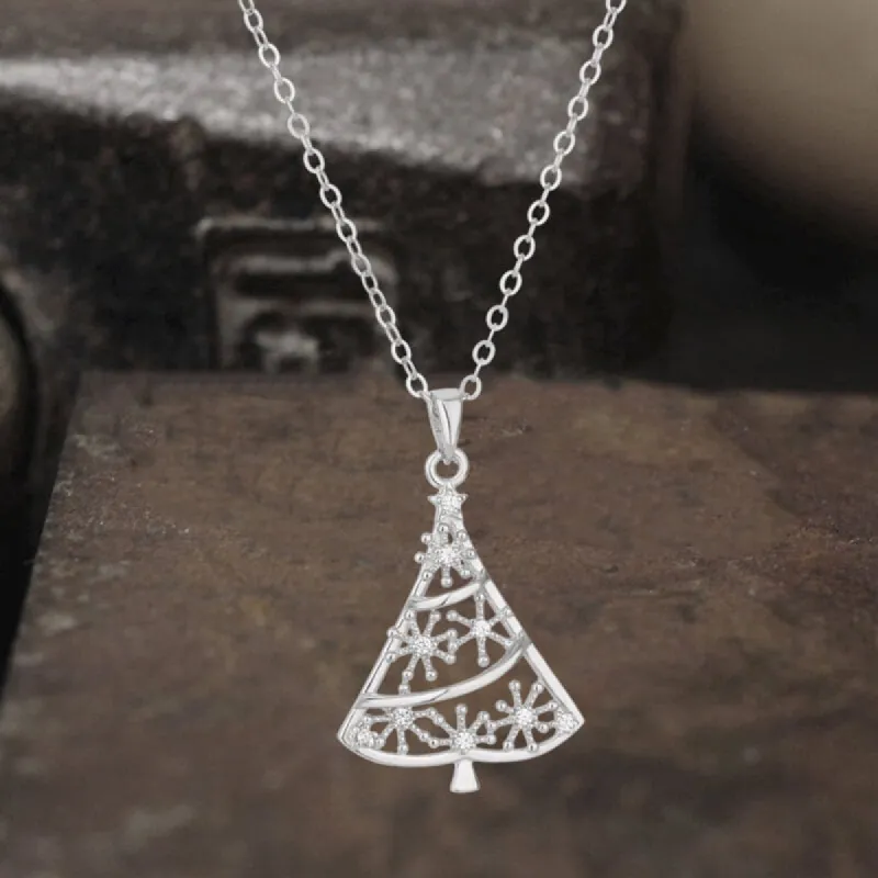 Snowflake Christmas Tree Sterling Silver Necklace sold by GTHIC