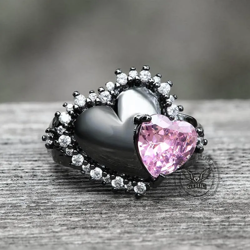 Double Hearts Alloy Open Ring sold by GTHIC