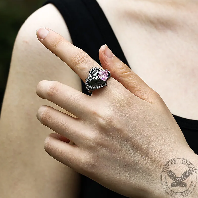 Double Hearts Alloy Open Ring sold by GTHIC product image thumbnail 2