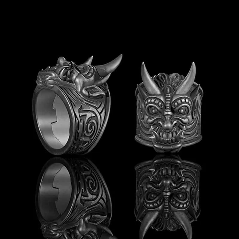 Demon Cyber Oni Mask Sterling Silver Ring sold by GTHIC