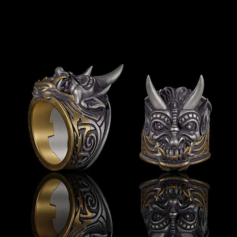 Demon Cyber Oni Mask Sterling Silver Ring sold by GTHIC product image thumbnail 3