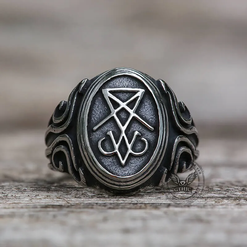 Retro Sigil of Lucifer Stainless Steel Ring sold by GTHIC product image thumbnail 4
