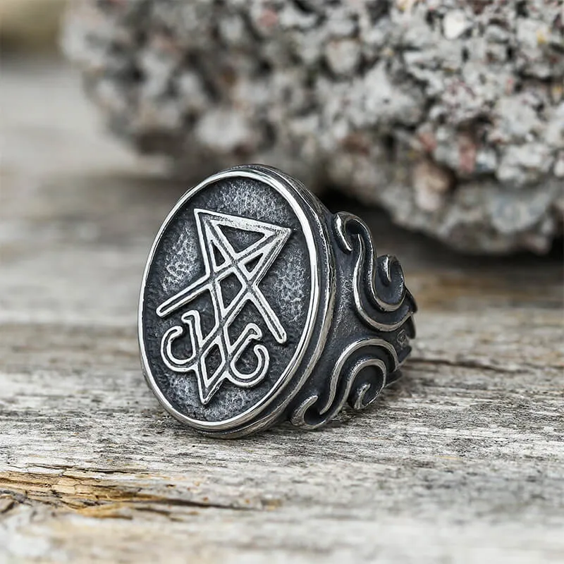 Retro Sigil of Lucifer Stainless Steel Ring sold by GTHIC