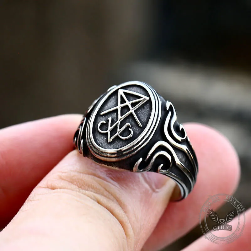 Retro Sigil of Lucifer Stainless Steel Ring sold by GTHIC product image thumbnail 5