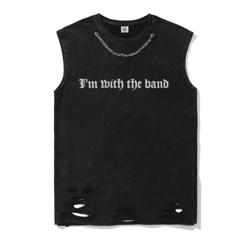 I’m With The Band Vintage Washed Cotton Vest Top sold by GTHIC