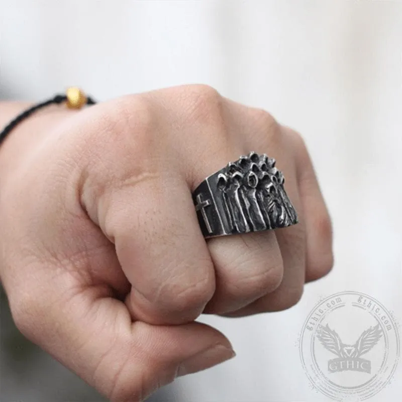 Vintage Ruin Cross Brass Sterling Silver Skull Ring sold by GTHIC product image thumbnail 3