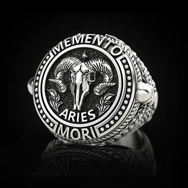 12 Constellations Zodiac Sign Sterling Silver Skull Ring sold by GTHIC product image thumbnail 4