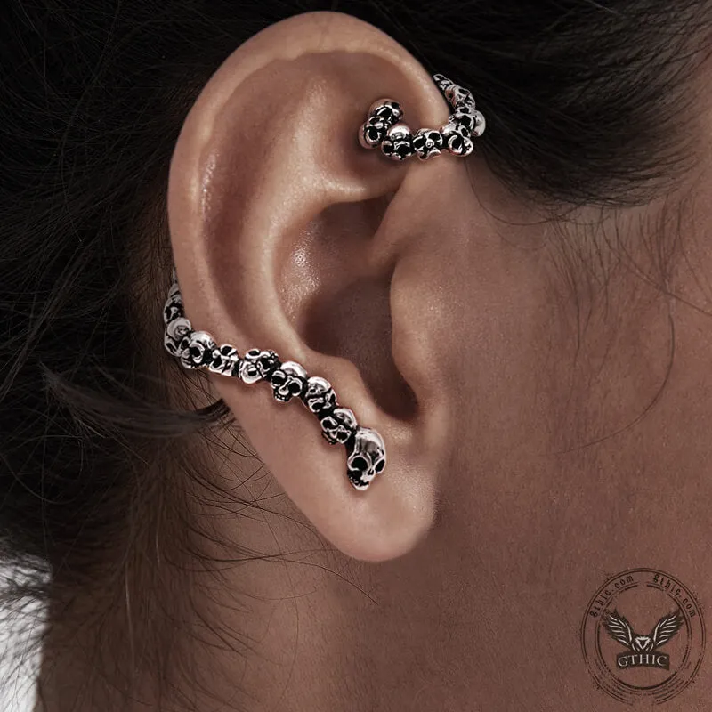 Punk Skulls Stainless Steel Ear Cuff Earrings sold by GTHIC product image thumbnail 2
