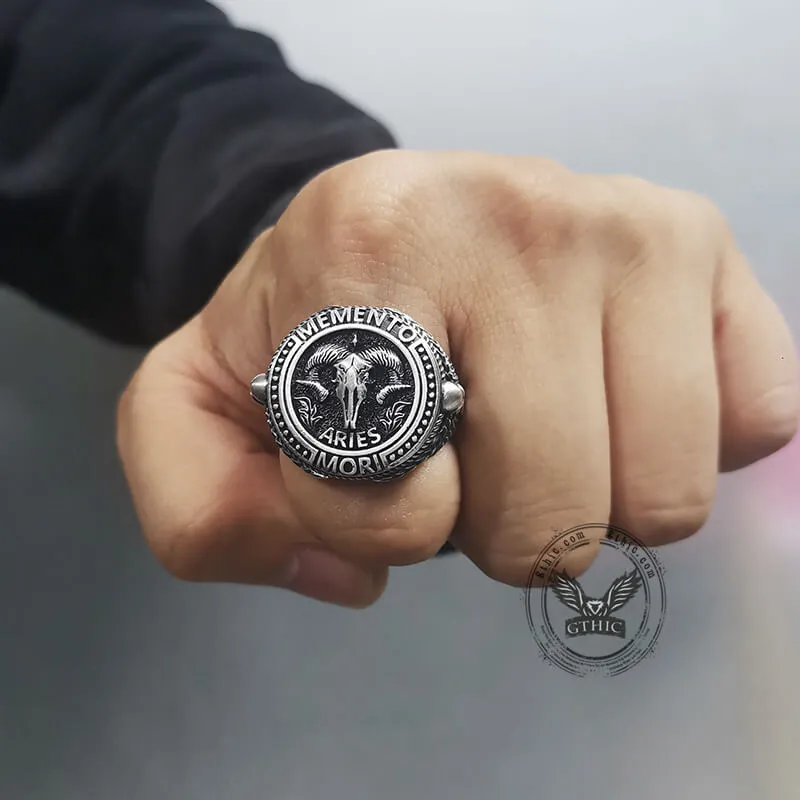 12 Constellations Zodiac Sign Sterling Silver Skull Ring sold by GTHIC product image thumbnail 2