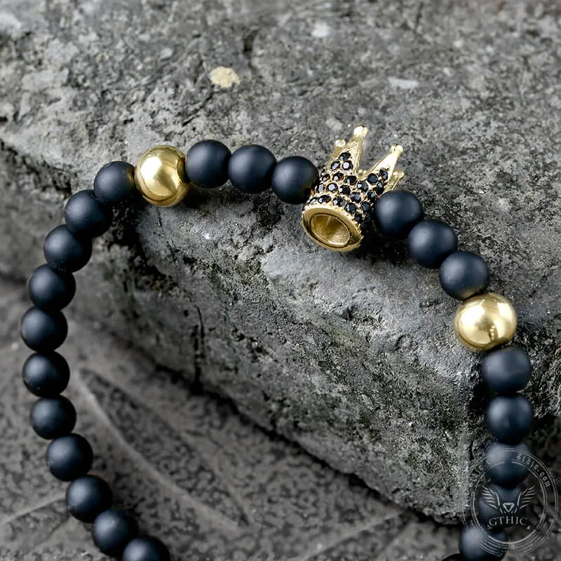 Diamond Crown Stainless Steel Bead Bracelet sold by GTHIC product image thumbnail 5
