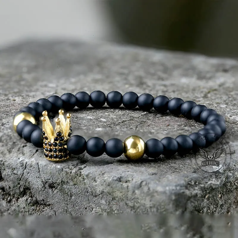 Diamond Crown Stainless Steel Bead Bracelet sold by GTHIC product image thumbnail 4