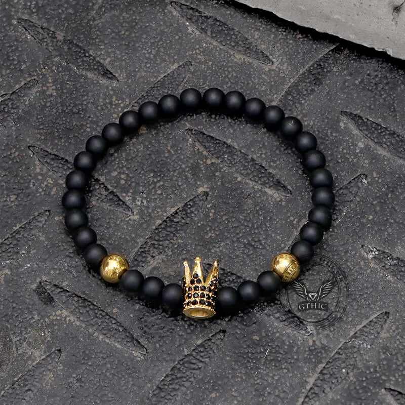 Diamond Crown Stainless Steel Bead Bracelet sold by GTHIC product image thumbnail 3
